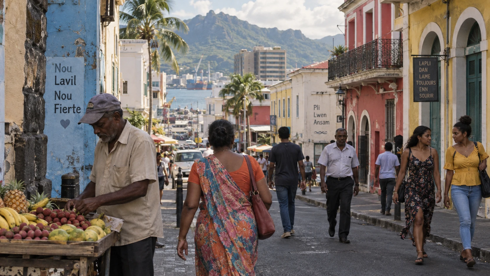 Toits et port de Port-Louis, capitale de l’île Maurice