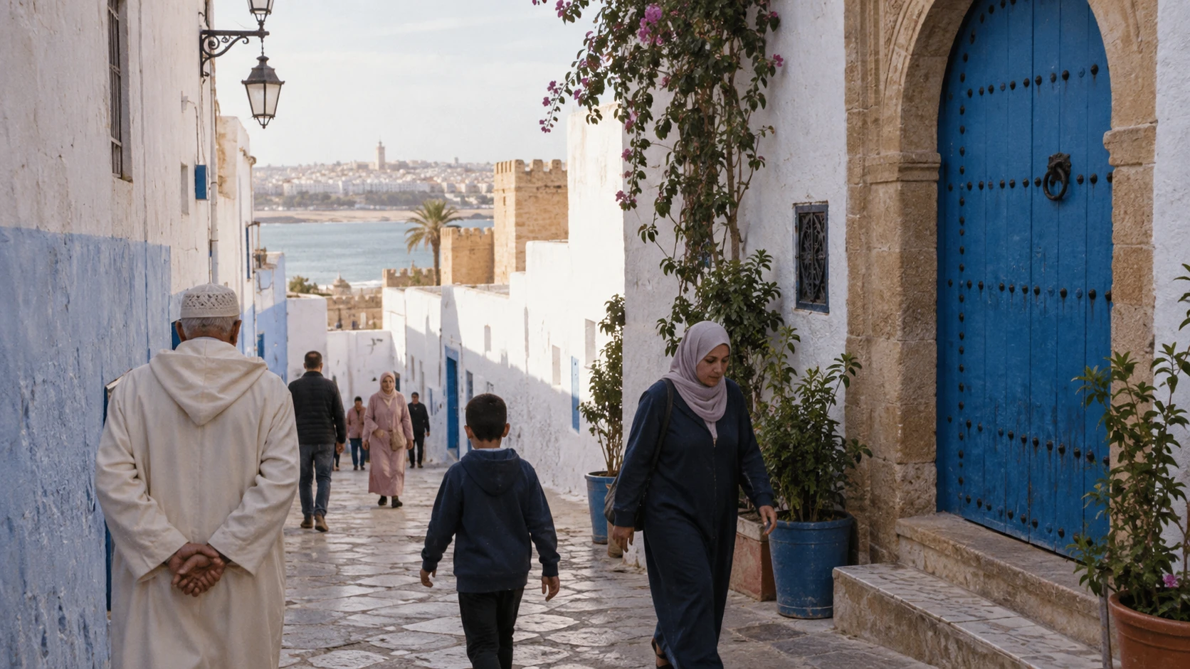 Kasbah des Oudayas et embouchure du Bouregreg à Rabat, capitale du Maroc