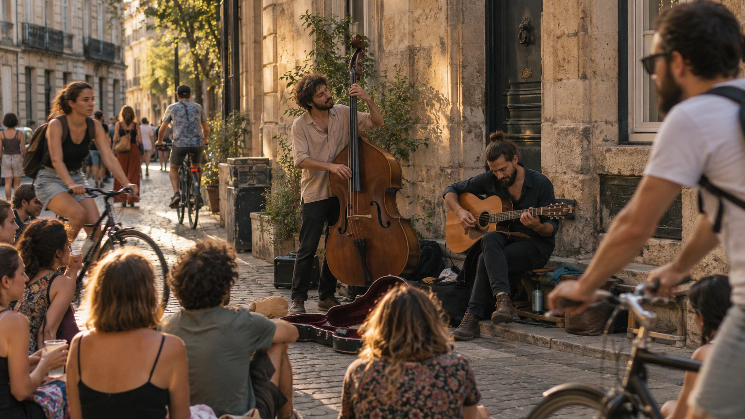Scène culturelle indépendante dans une rue de Bordeaux