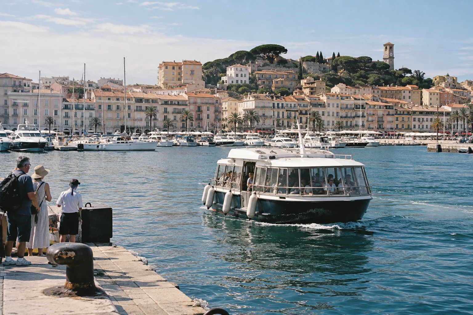 Navette de croisière arrivant dans le Vieux-Port de Cannes