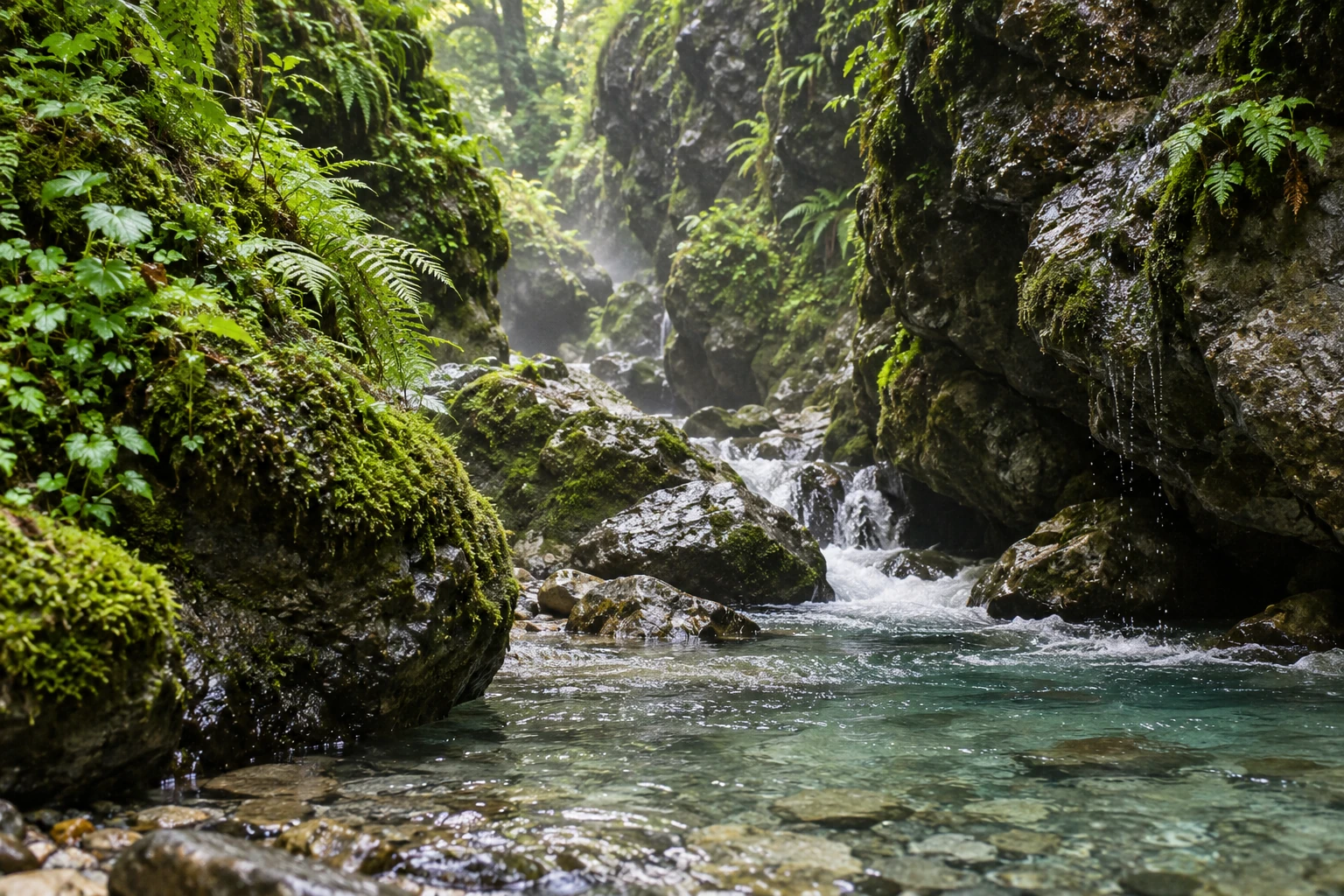 Parois humides et végétation des gorges de Kakuetta