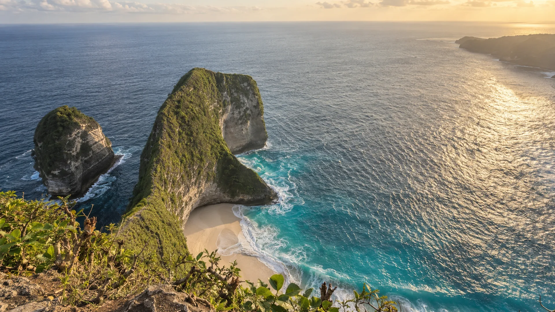 Illustration IA des falaises et du littoral de Nusa Penida