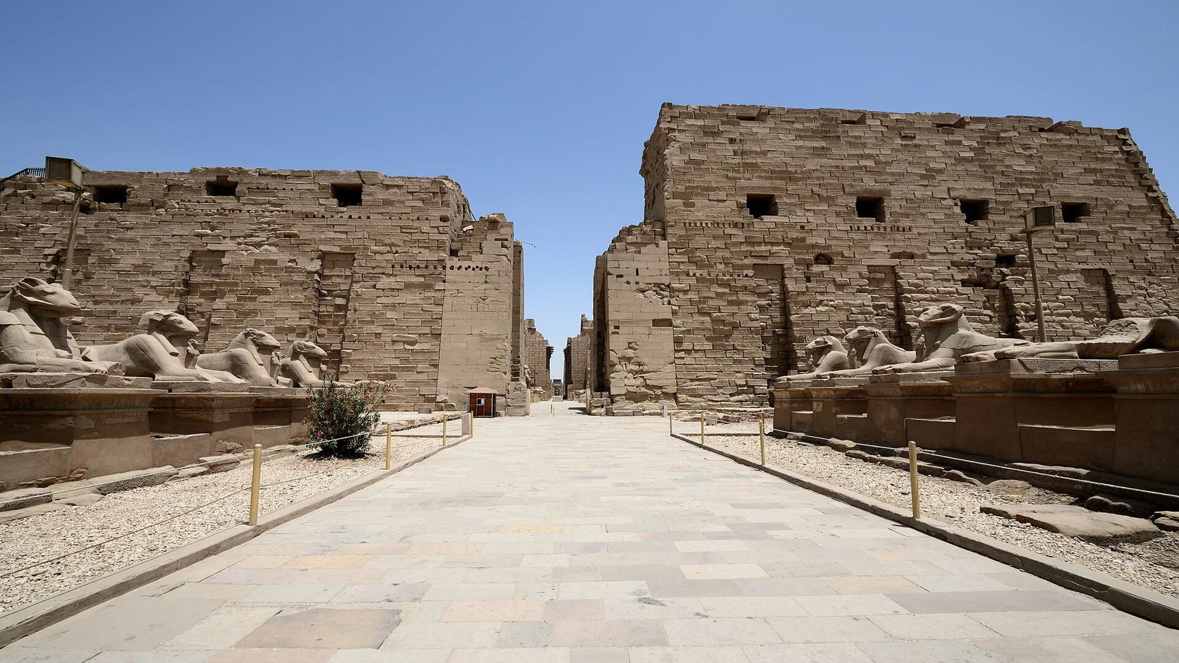Colonnes de grès d’un temple égyptien en Haute-Égypte, lumière du matin
