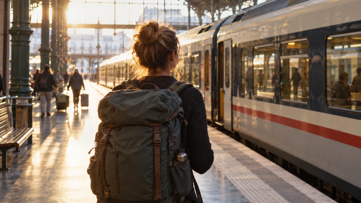 Voyageuse solo sur un quai de gare
