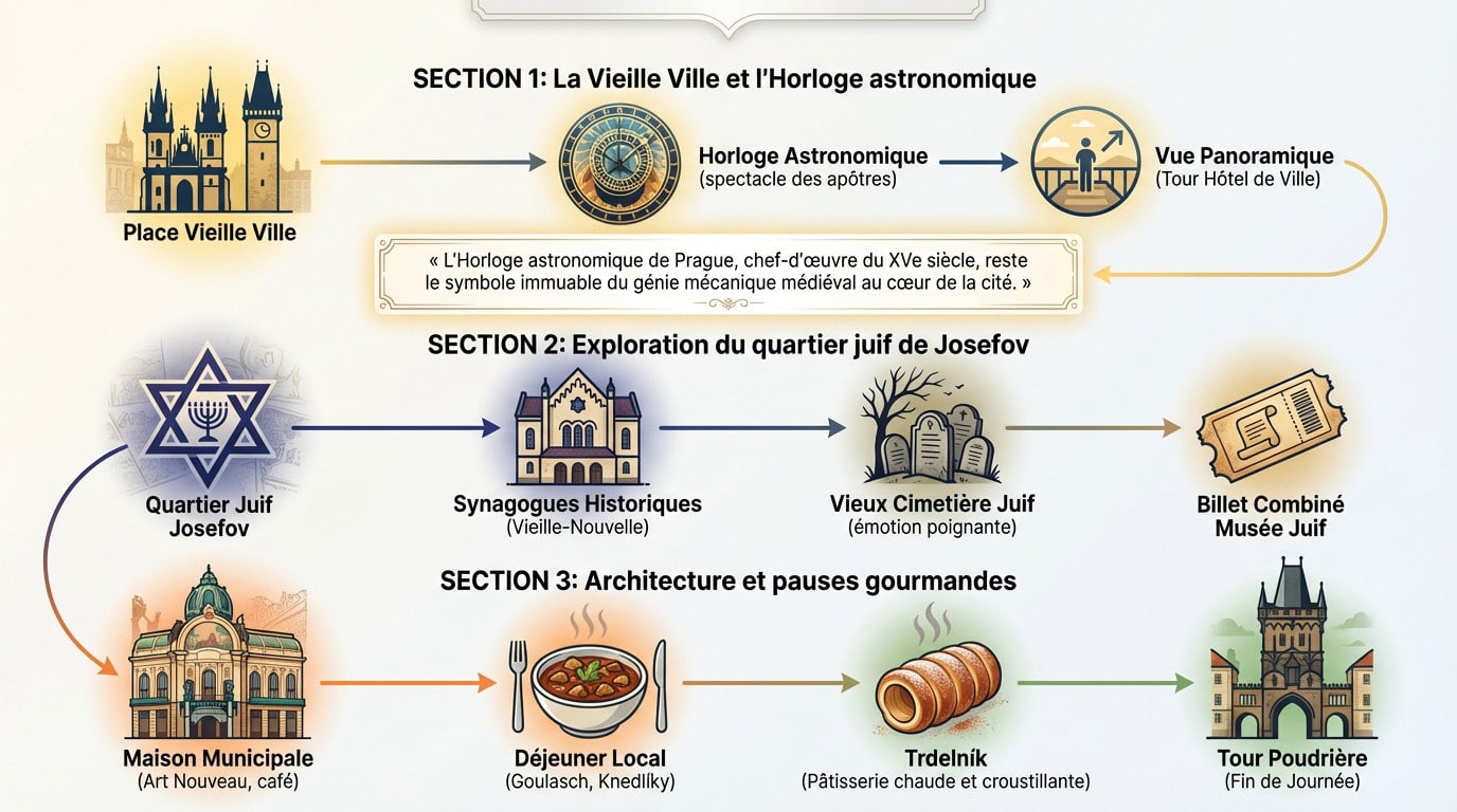 Vue sur la place de la Vieille Ville de Prague et l'église de Týn