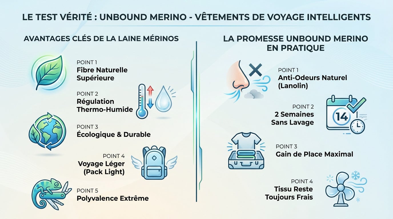 Critique et test de durabilité des vêtements de voyage de la marque Unbound Merino