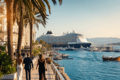 Paquebot de croisière dans port méditerranéen luxueux