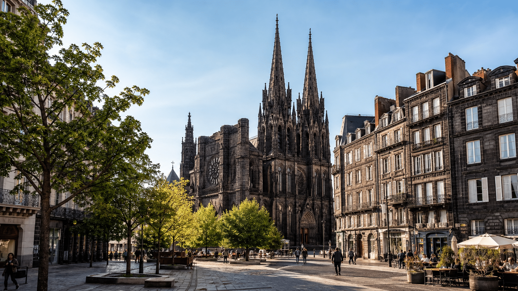 Vue du centre-ville de Clermont-Ferrand avec la cathédrale